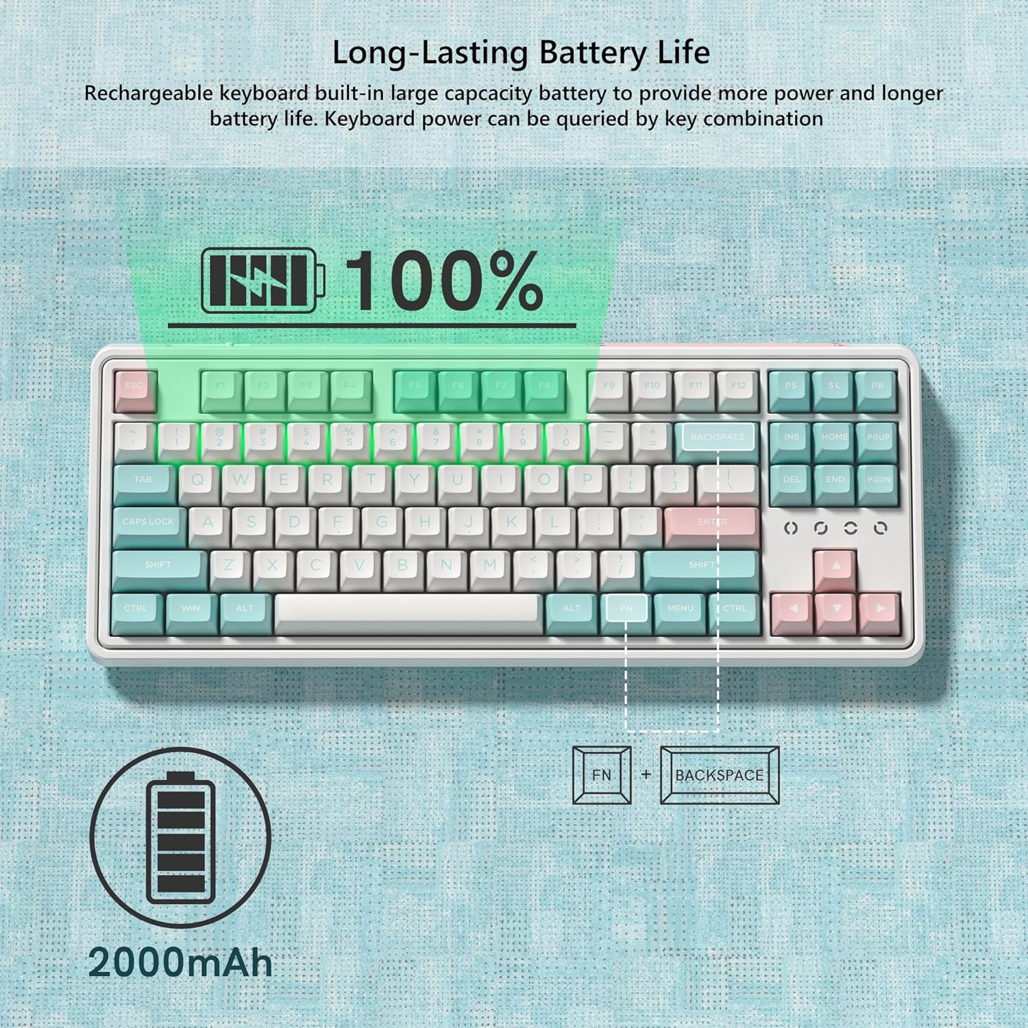 FL.ESPORTS CMK87 87 Key Wireless Gaming Mechanical Keyboard, 3