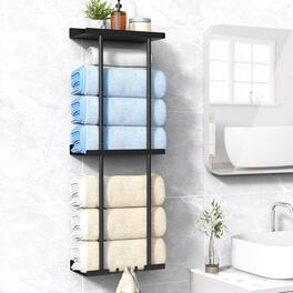 Dazzed Corner - Towel Rack for Bathroom, Wall Mounted Towel Storage Organizer Holder - Black