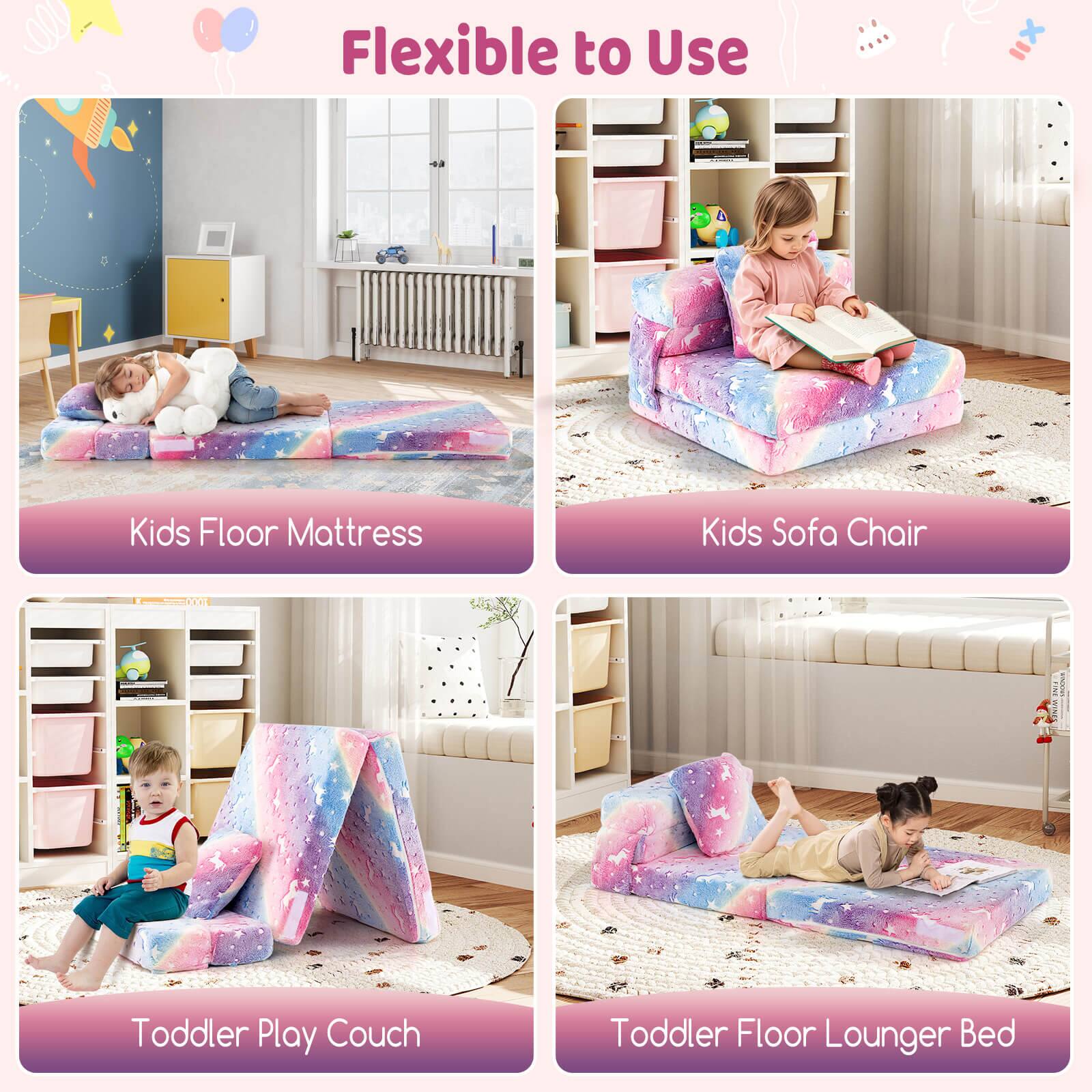 Flexible to Use

Kids Floor Mattress

Kids Sofa Chair

Toddler Play Couch

Toddler Floor Lounger Bed