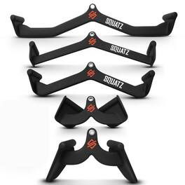 Pyle - SQUATZ Lat Pulldown Attachments, T-bar, V-bar, Pulley Cable Attachments, Bicep Curl, Tricep Lat pulldown Bar, Mag Grips - Black
