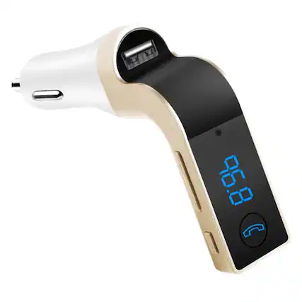 Front. Stock Preferred - Car Wireless FM Transmitter Bluetooth Adapter with USB Fast Charger.