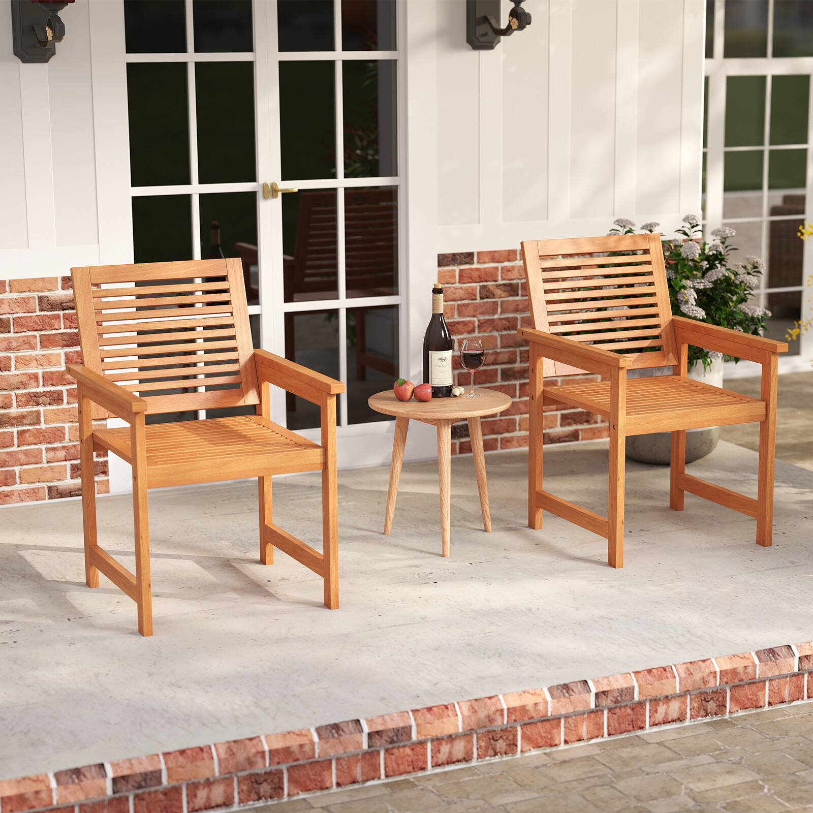Alt View 1. Gymax - Gymax Patio Chairs Set of 4 Outdoor Wooden Dining Chairs w/ Inclined Backrests - Natural.