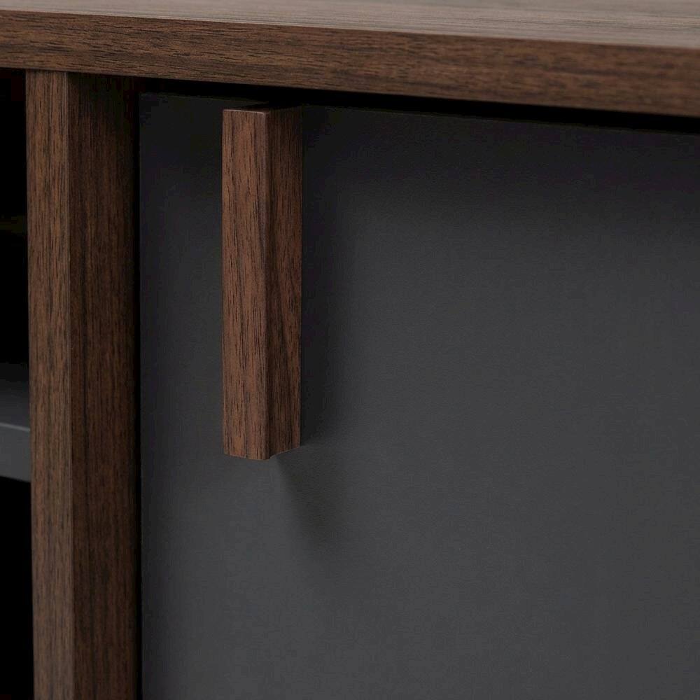 Alt View 4. FurniFact - Mid-Century Modern Brown and Dark Grey TV Stand with Particle Board Finish - Brown.