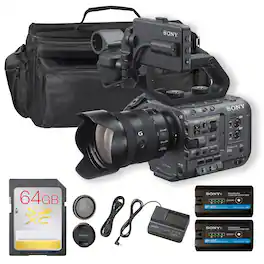 Bundle - Sony - FX6 Digital Cinema Camera Kit with 24-105mm Lens + 64GB Card + Bag + Battery - Black