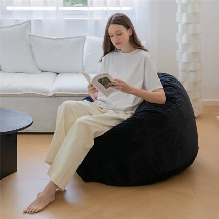 Front. FERPIT - FERPIT 36" Memory Foam Bean Bag Chair with Removable Cover - Black.