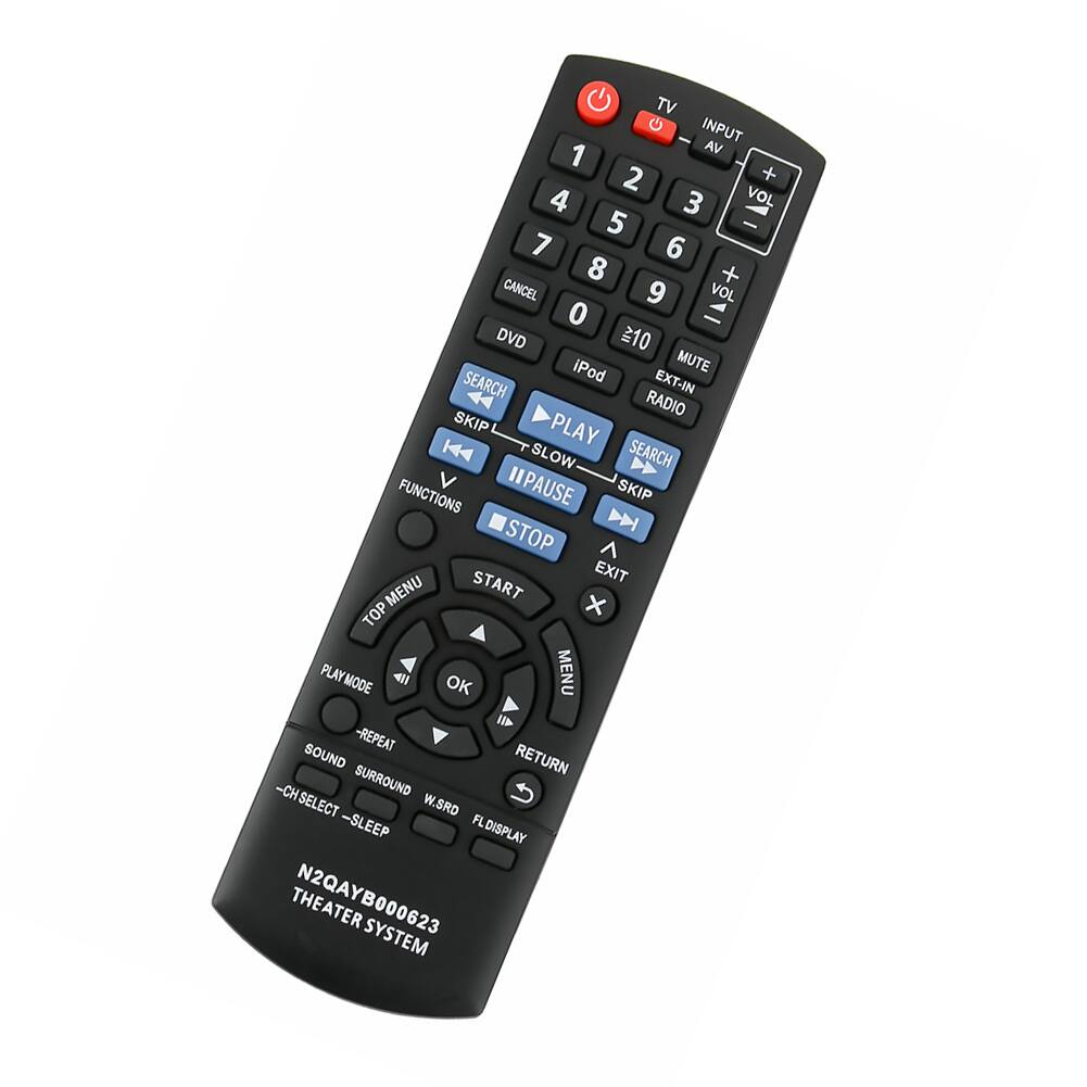 TV G INPUT - 1 AV 2 + 4 3 VOL 5 - 7 6 8 + CANCEL 9 VOL 0 DVD 210 iPod MUTE SEARCH EXT-IN RADIO SKIP PLAY | SLOW SEARCH FUNCTIONS IPAUSE SKIP D STOP START EXIT MENU x TOP PLAY MODE <1 OK MENU -REPEAT SOUND RETURN SURROUND -CH SELECT W.SRD -SLEEP FLDISPLAY THEATER N2QAYB000623 SYSTEM