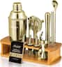 KITESSENSU - Cocktail Shaker Set Bartender Kit with Stand | Bar Set Drink Mixer Set with All Essential Bar Accessory Tools - Champagne Gold