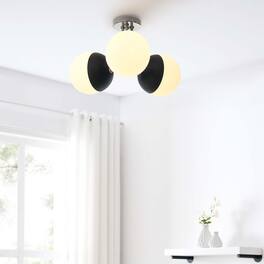 Stellar 3-Light Semi-Flush Ceiling Light by Modway - Opal Polished Nickel