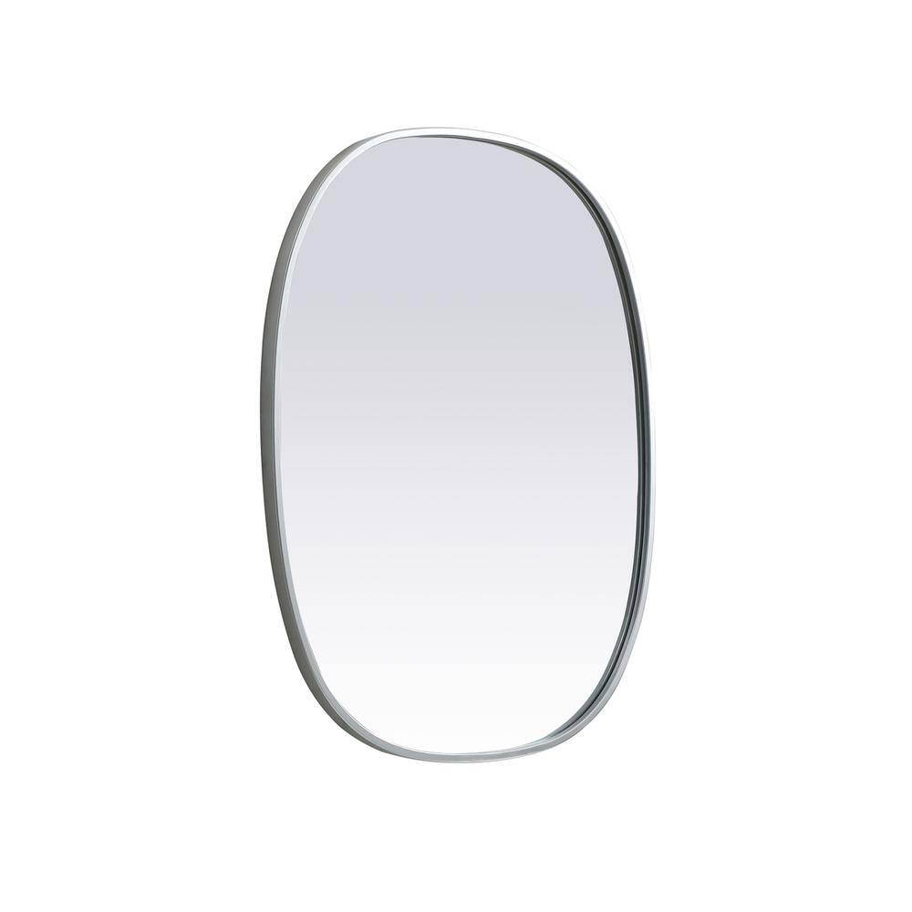 Alt View 1. Elegant Decor - Metal Frame Oval Mirror 24x30 Inch in Silver - Silver.