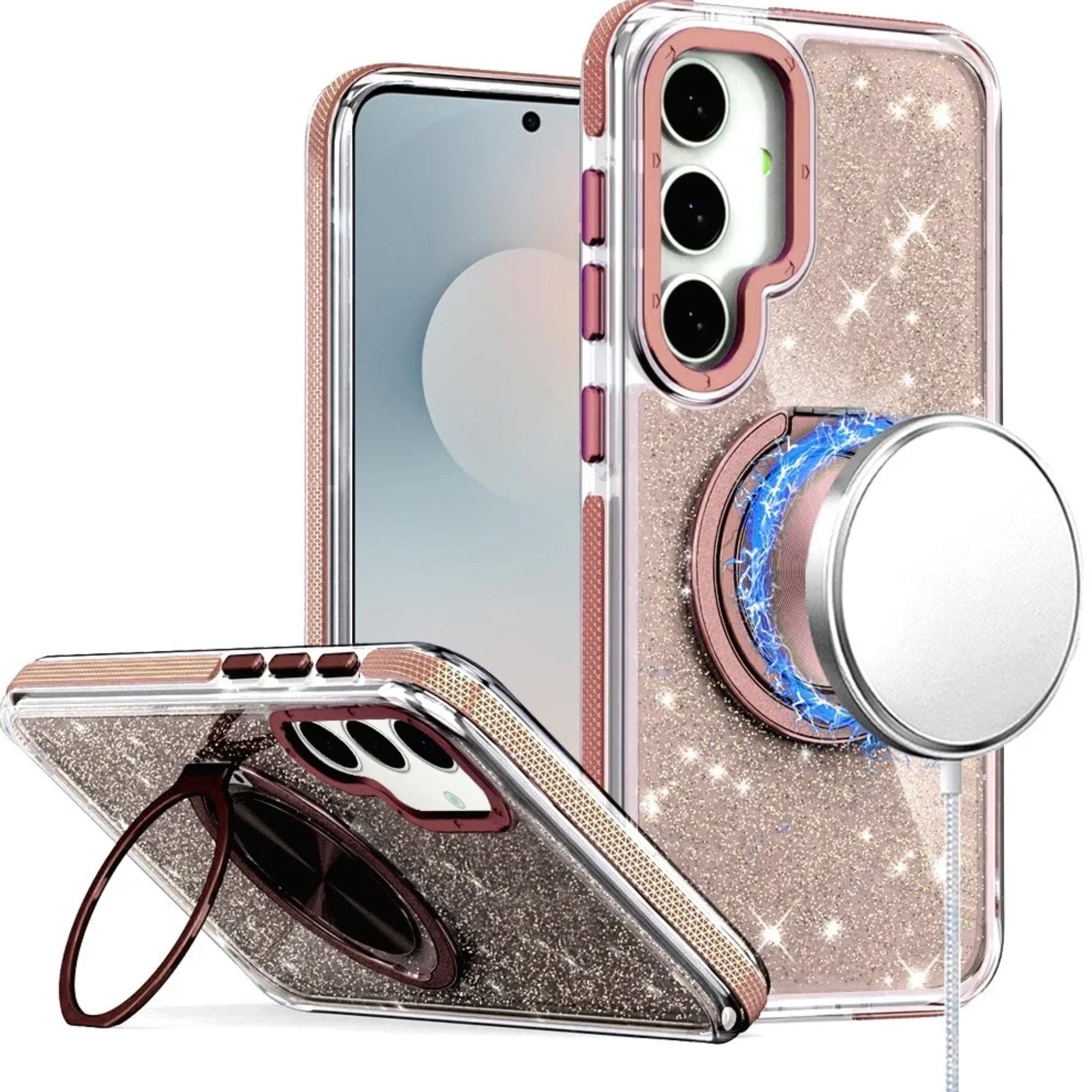 Kitcheniva - Magnetic Circle Stand Full Glitter Plus Tempered Glass For Samsung S26 Plus - Gold price history on PriceWatchPro