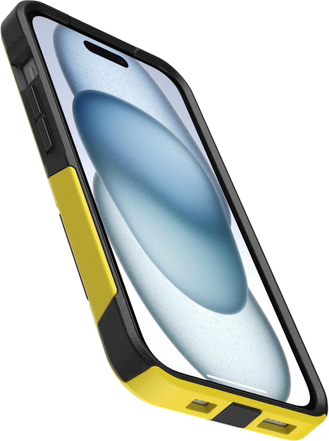 Back. OtterBox - OtterBox - Commuter Series Hard Shell Case for Apple iPhone 17e, Apple, iPhone 16e, iPhone 15, iPhone 14, & iPhone 13 - Night (Black & Yellow).