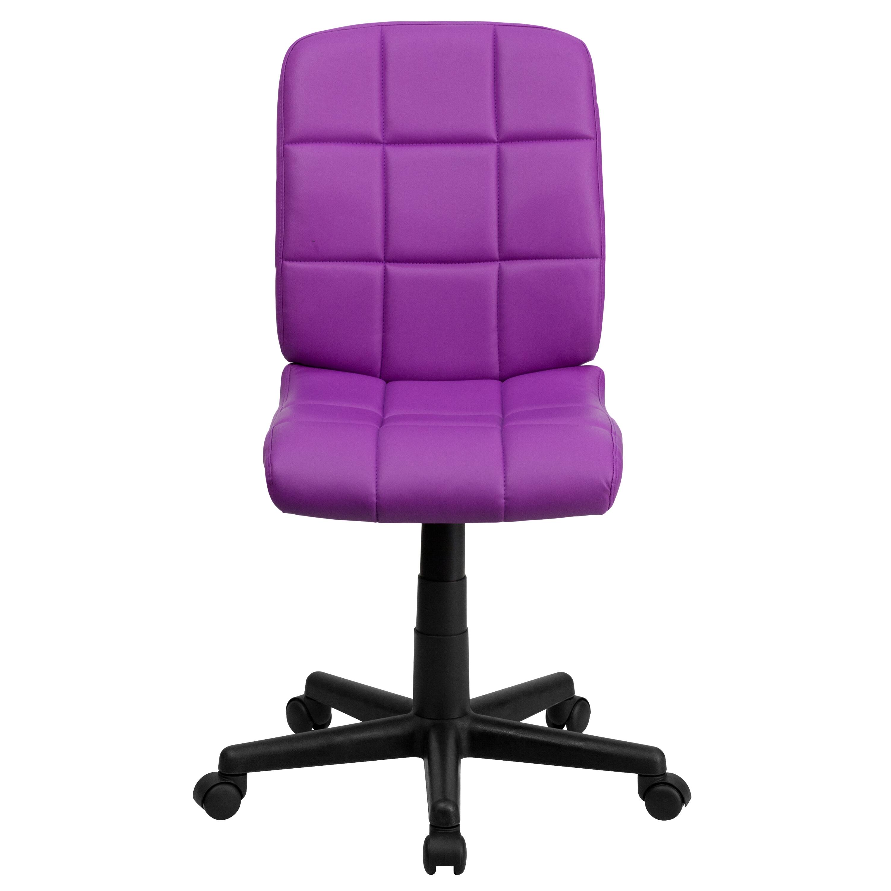 Alt View 7. Emma + Oliver - Mid-Back Quilted Vinyl Swivel Task Office Chair - Purple.