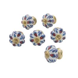 TX USA Corporation - Ceramic Persian Floral Scallop Knob Set of 6 - Multi