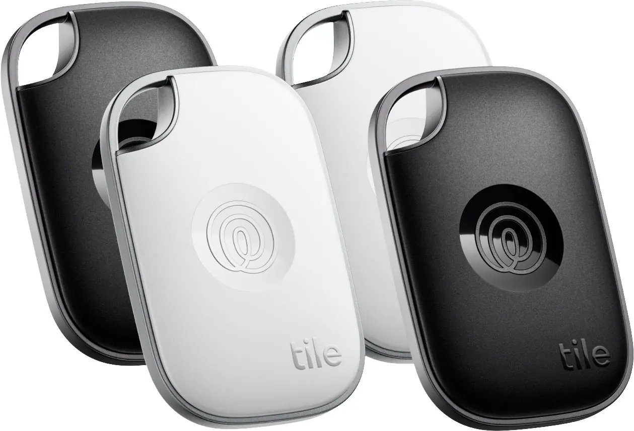 Tile by Life360 - Life360 Tile Pro - Powerful Bluetooth Tracker, Key Finder and Item Locator. iOS & Android Compatible. 4-Pack - Black & White
