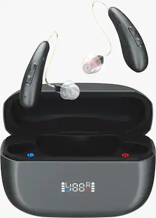 Front. Eara - Eara Ascend Bluetooth RIC Self-Fitting OTC Hearing Aids - Graphite.