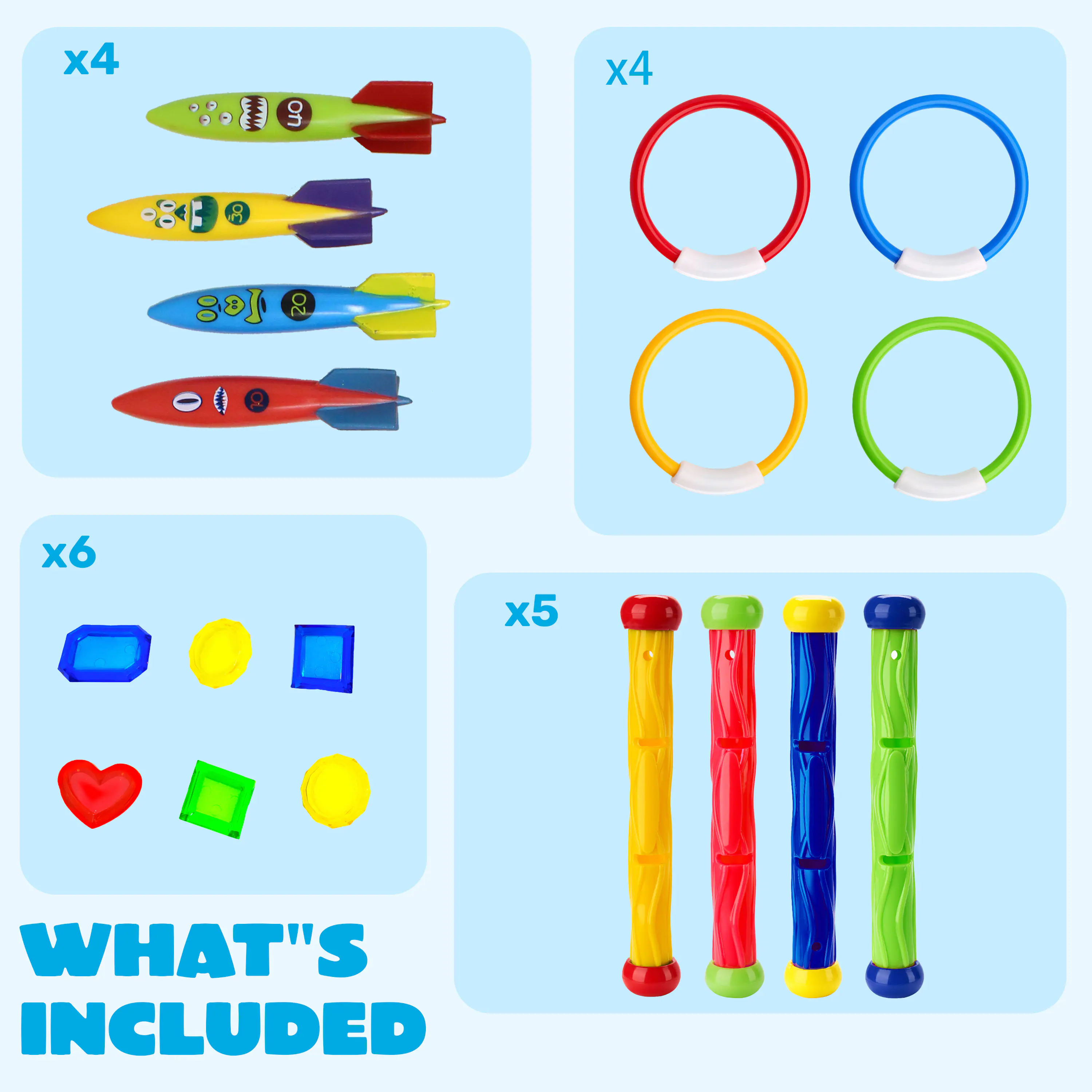 Joyfy 18PCS Diving Swimming Pool Toys, Summer Underwater Adventure Kid ...