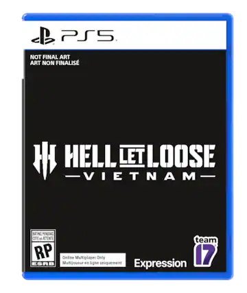 PS5
NOT FINAL ART
ART NON FINALISÉ
HELL LET LOOSE
VIETNAM
RATING PENDING
COTE EN ATTENTE
RP
ESRB
Online Multiplayer Only
Multi joueur en ligne uniquement
team 17
Expression - RP (Rating Pending)