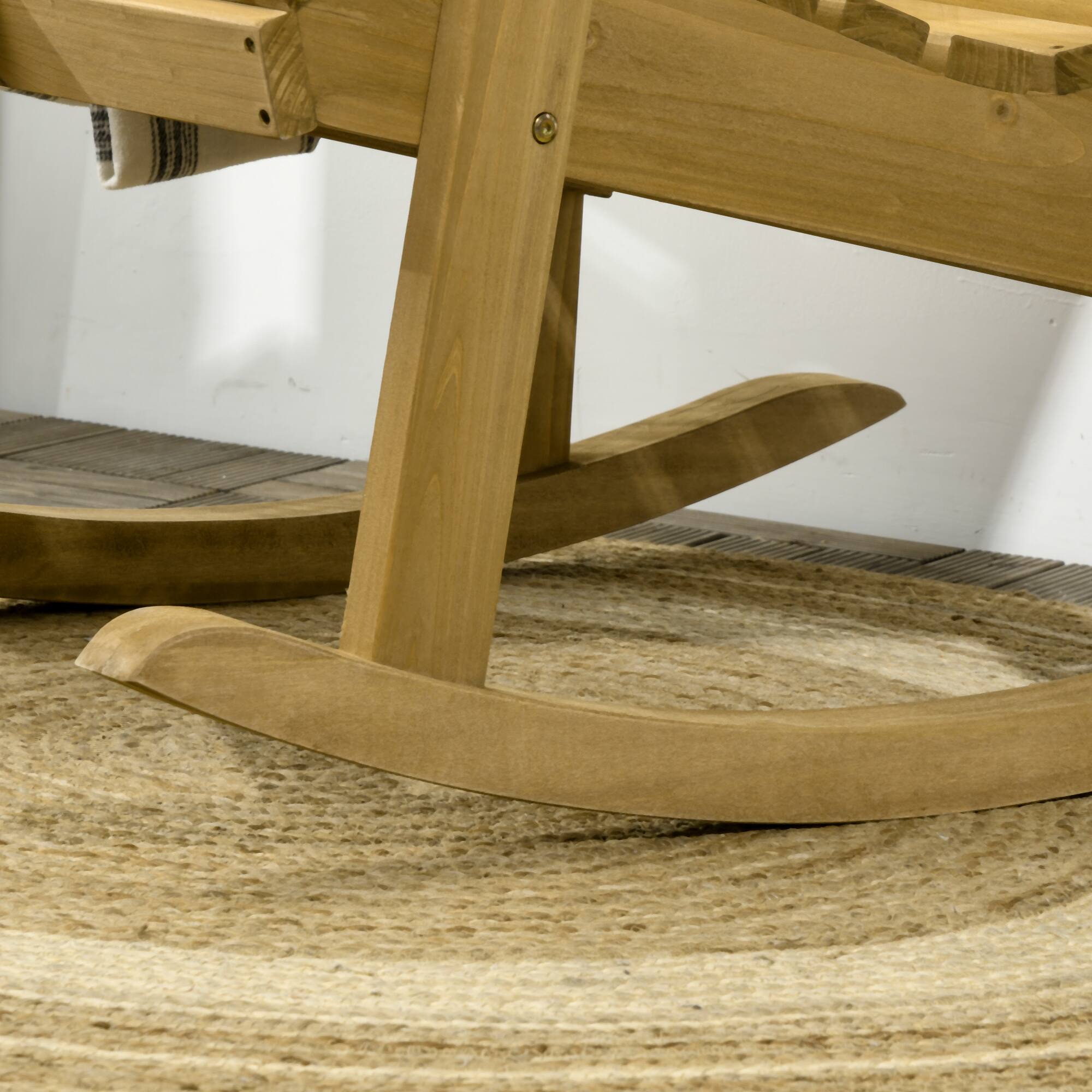 Alt View 4. Outsunny - Wooden Outdoor Rocking Chair, Traditional Slatted Wood Rocker Chair with Armrests and High Backrest for Indoor & Outdoor - Brown.