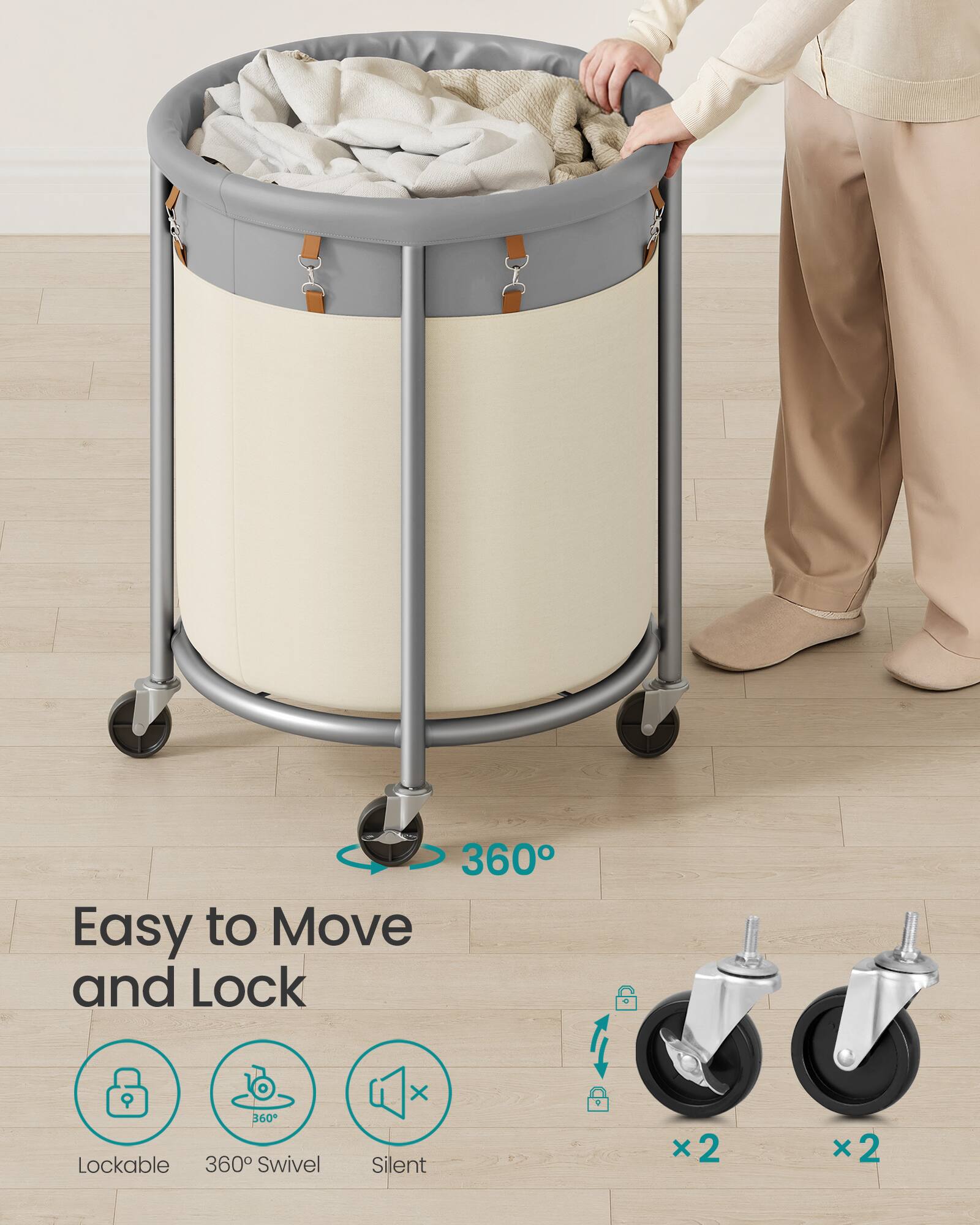 360° Easy to Move and Lock

360° Lockable 360° Swivel

Silent

x2

x2