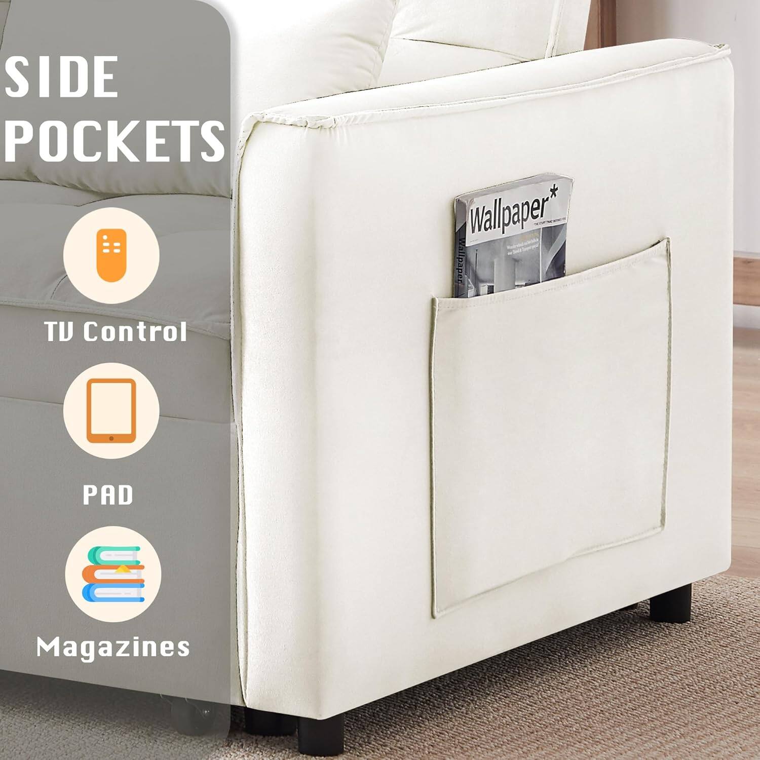 SIDE POCKETS
TV Control
PAD
Magazines
Wallpaper*