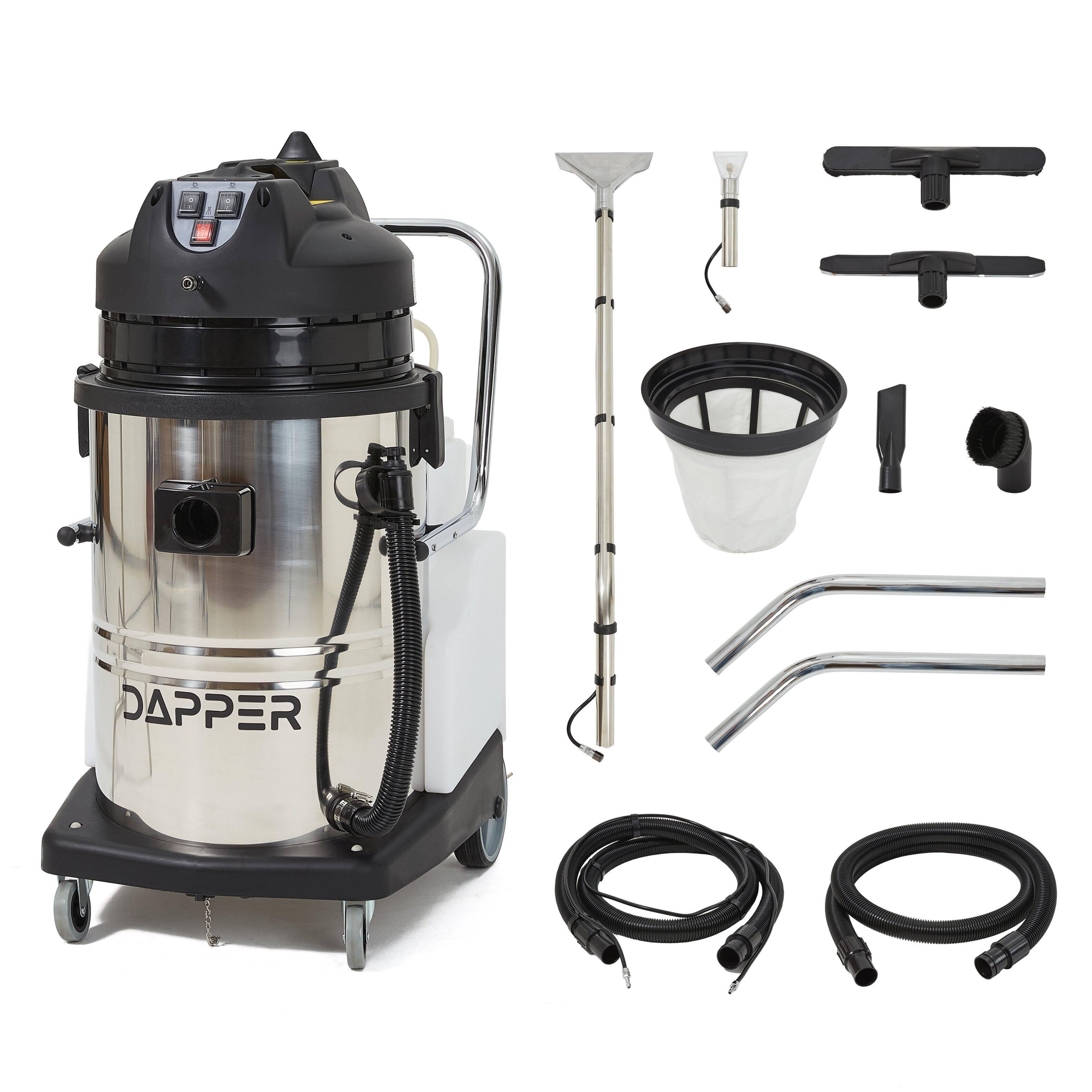 Dapper Supply - Commercial 4-in-1 Wet/Dry Vacuum & Carpet Extractor, 116 PSI, 5.3 Gal Solution, 16 Gal Recovery, 2-Year Warranty - Gray