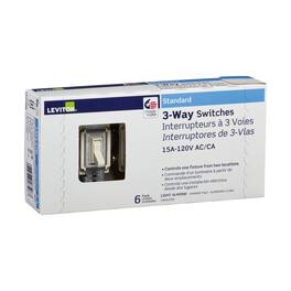 Leviton - 15 amps Three Pole Toggle AC Quiet Switch 6 pk - Light Almond