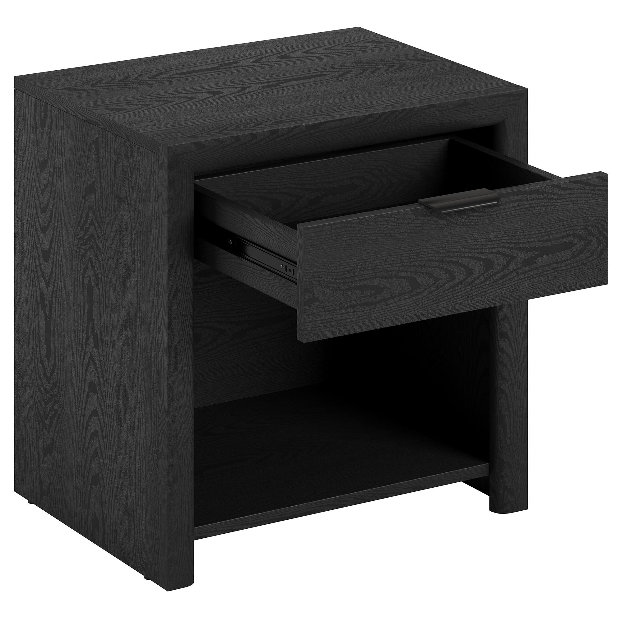 Alt View 1. Hudson&Canal - Clara 24" Rectangular Nightstand in Black Grain - Black.