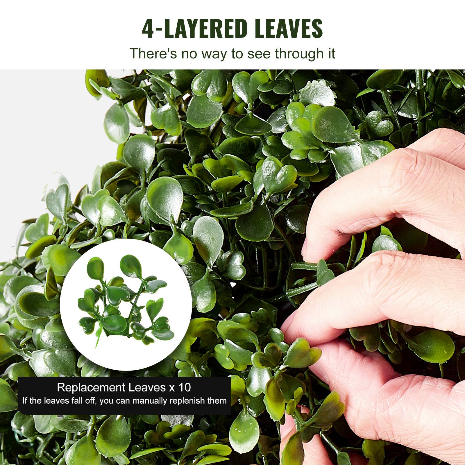 4-LAYERED LEAVES  
There's no way to see through it  

Replacement Leaves x 10  
If the leaves fall off, you can manually replenish them