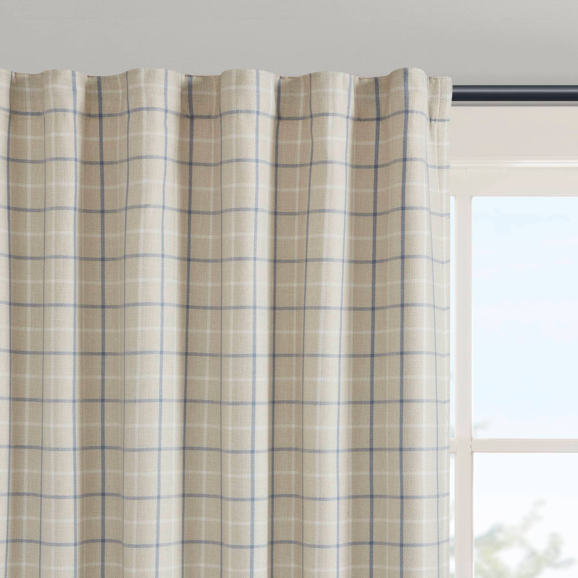 Alt View 4. BreeBe - 1PC 50x108' Plaid Rod Pocket and Back Tab Curtain Panel with Fleece Lining - Multi.