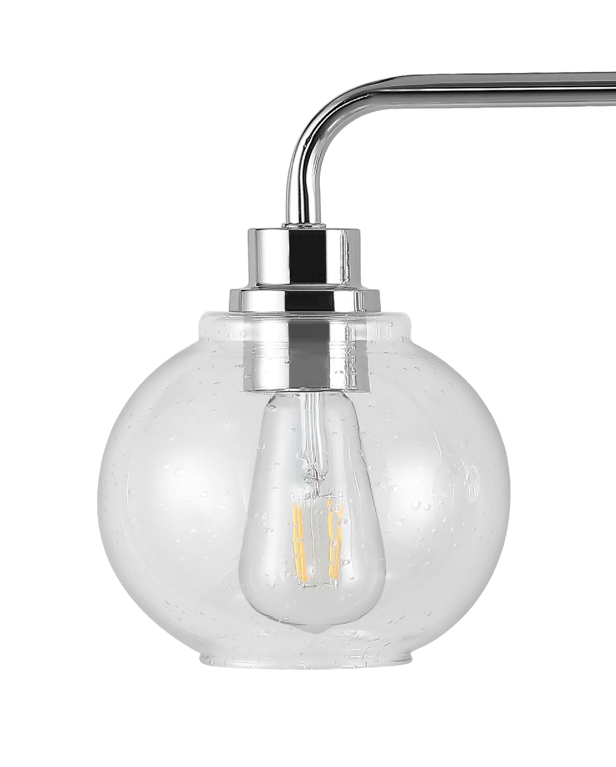 Alt View 4. Jonathan Y - Sandrine 36" 4-Light Iron/Seeded Glass Cottage Rustic LED Vanity Light, Chrome - Chrome.