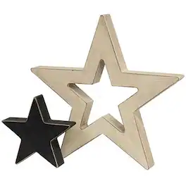 BreeBe - 2/Set Black & White Cutout Stars - White, Black