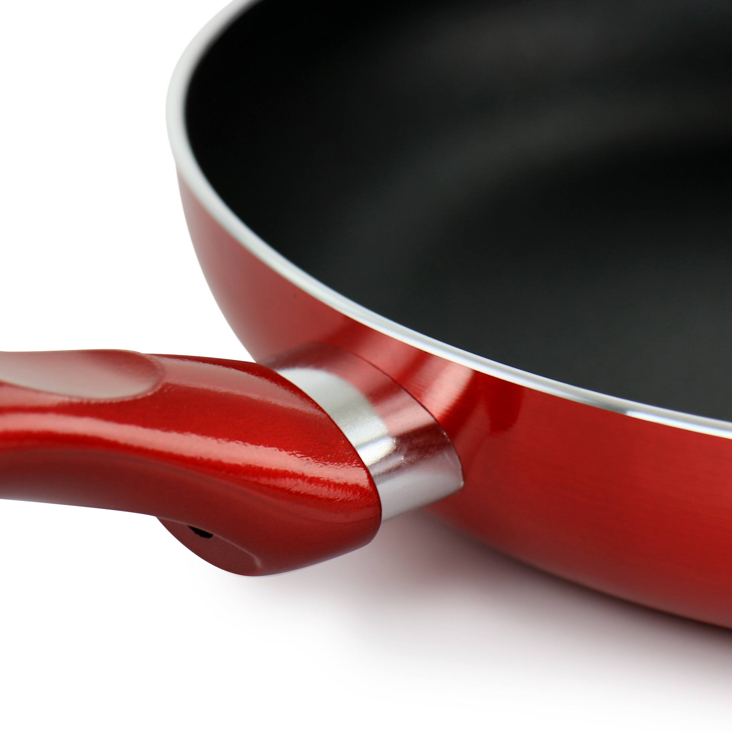 Alt View 3. Better Chef - Better Chef 10in Silver Metallic Non Stick Gourmet Fry Pan in Red - Red.