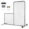 Front. VEVOR - L Screen Baseball for Batting Cage, 7x7 ft Softball Safety Screen, Body Protector Portable Batting Screen with Carry Bag - Black.