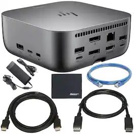 HP - Thunderbolt 4 Ultra 180W G6 Dock with Cables and Cleaning Cloth