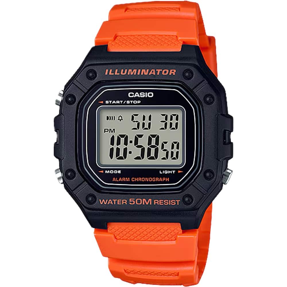 Casio Men's Black Dial Chronograph Watch with Resin Strap MCW 100H