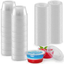 Zulay Kitchen - Simple Craft 2 Ounce, 50 Cups Halloween Jello Shot Cups with Lids - Clear