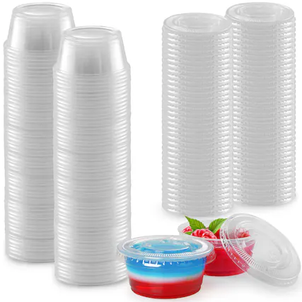 Front. Zulay Kitchen - Simple Craft 2 Ounce, 50 Cups Clear Halloween Jello Shot Cups with Lids - Clear.