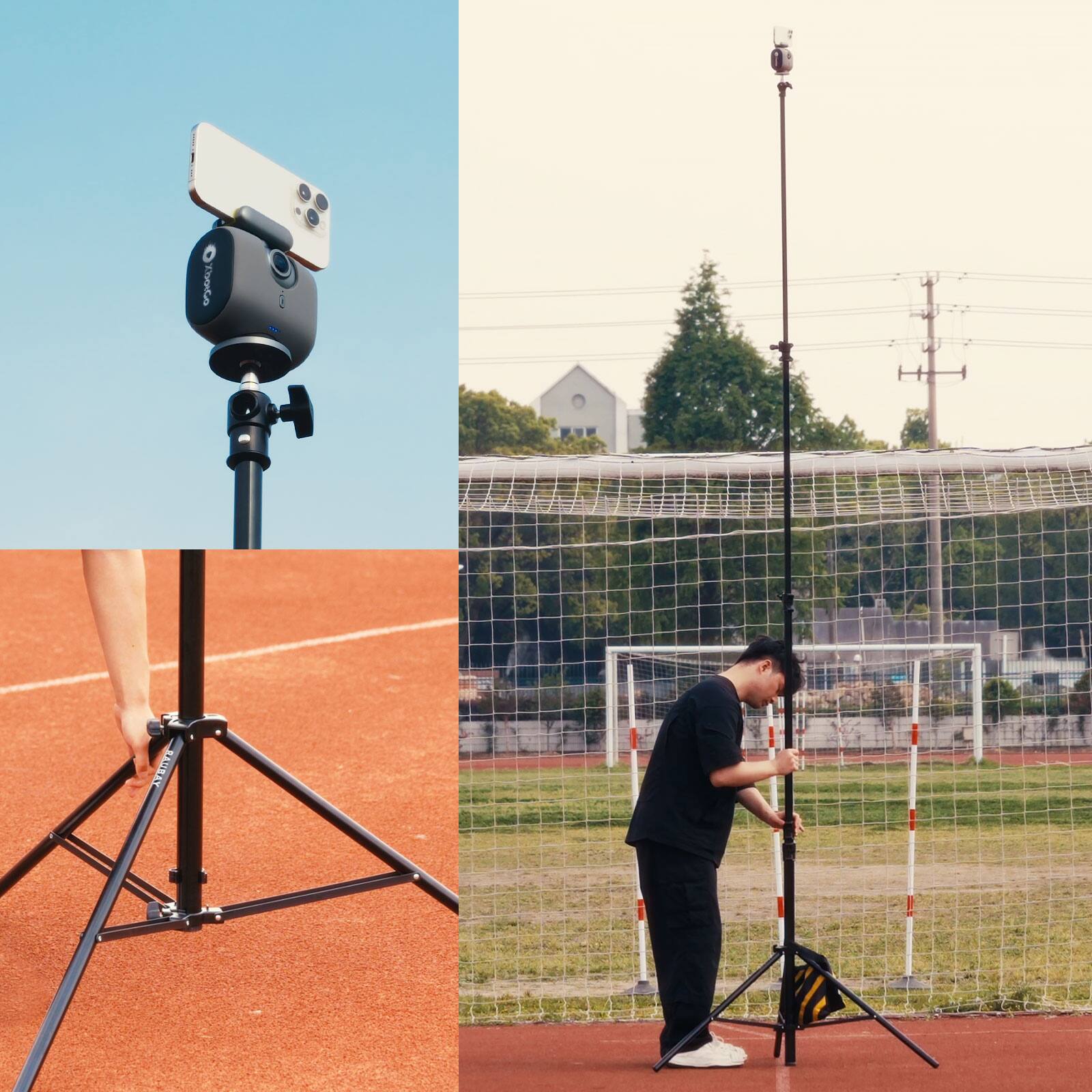 Alt View 2. RAUBAY - 16′ Tall Tripod Light Stand TT480 Extreme Tall Video Camera Sports Tripod for Recording All the Sports Playground - Black.