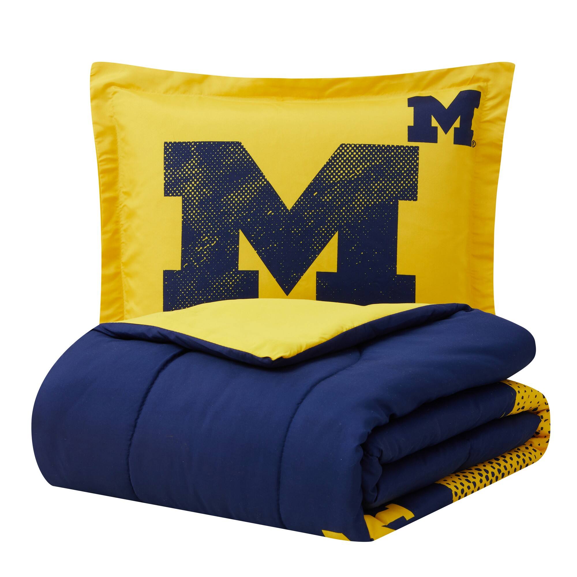 Angle. Sweet Home Collection - NCAA Michigan Wolverines Comforter & Pillow Sham Set- Twin/Twin XL - Multicolored.
