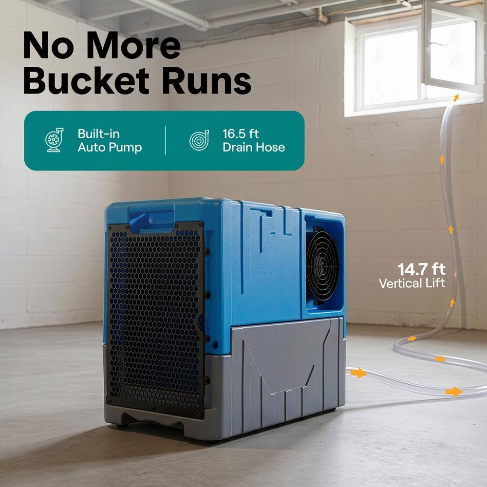 No More Bucket Runs  
Built-in Auto Pump  
16.5 ft Drain Hose  
14.7 ft Vertical Lift