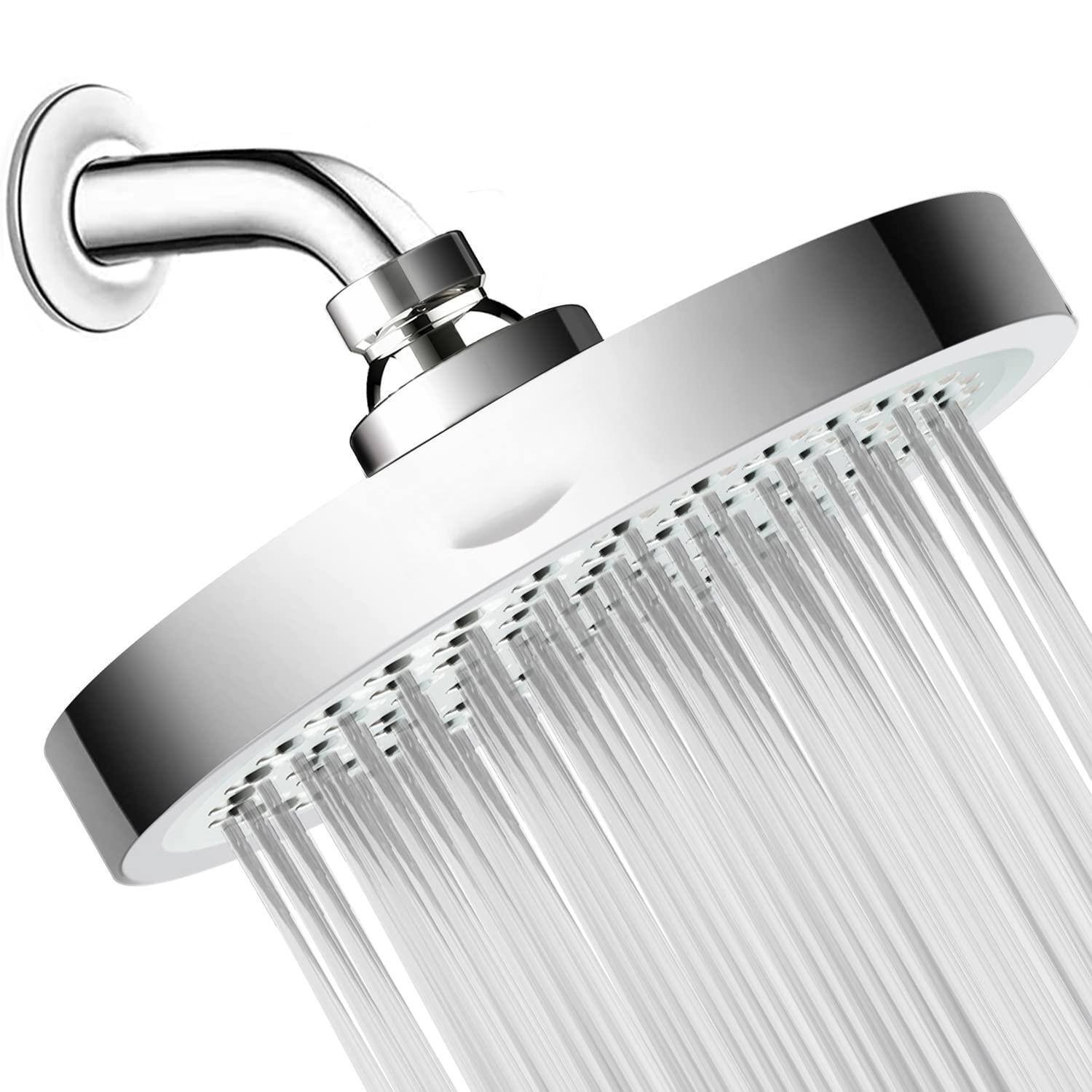 Front. Paradigms Interiors - Shower Head High Rain Luxury Bathroom Showerhead With Plated Finish Adjustable Angles Anti clogging Silicon... - Luxury Polished Chrome.