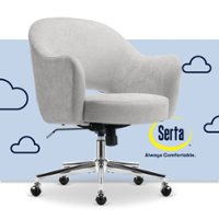 Serta - Mia Retro-Modern Soft Velvet Upholstery Ergonomic Home Office Chair - Light Gray - Front_Zoom