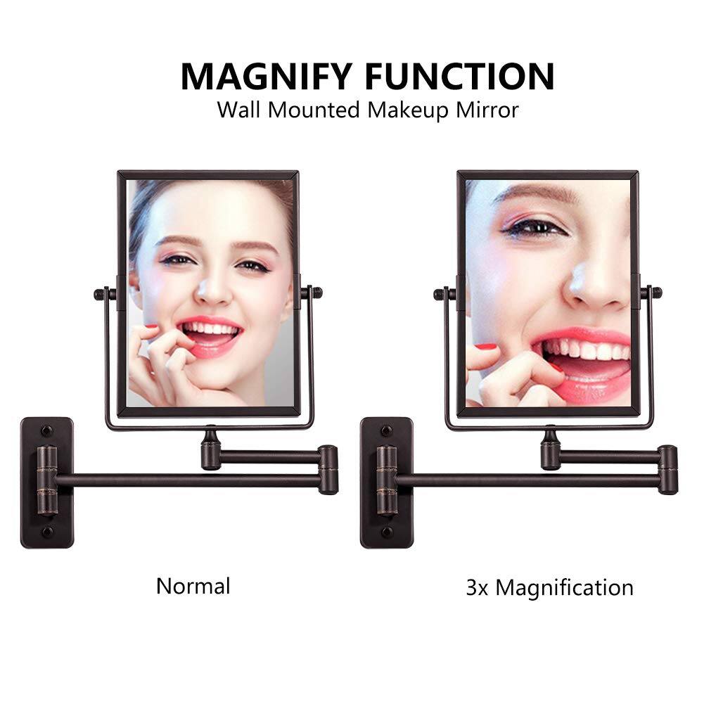 MAGNIFY FUNCTION  
Wall Mounted Makeup Mirror  

Normal  
3x Magnification