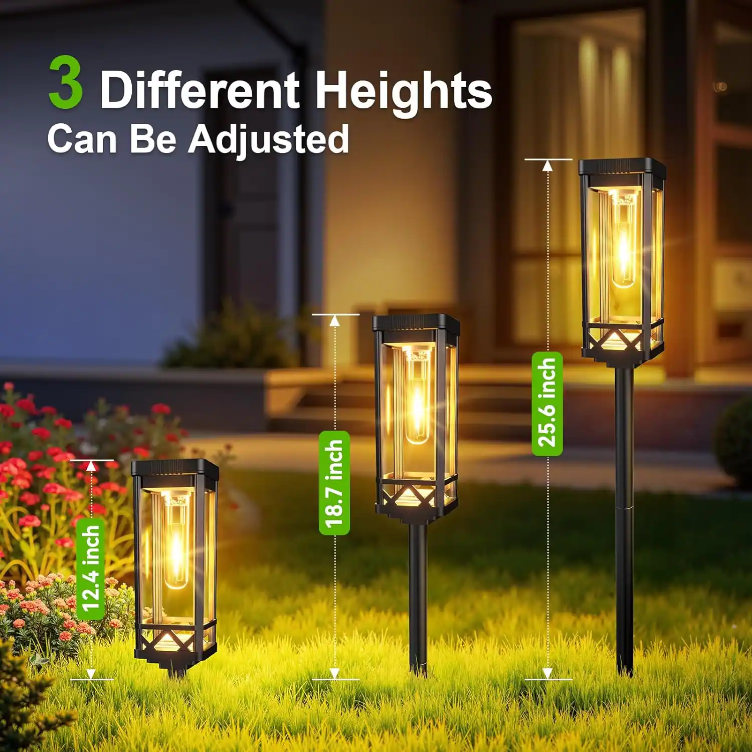 3 Different Heights Can Be Adjusted

- 12.4 inch
- 18.7 inch
- 25.6 inch