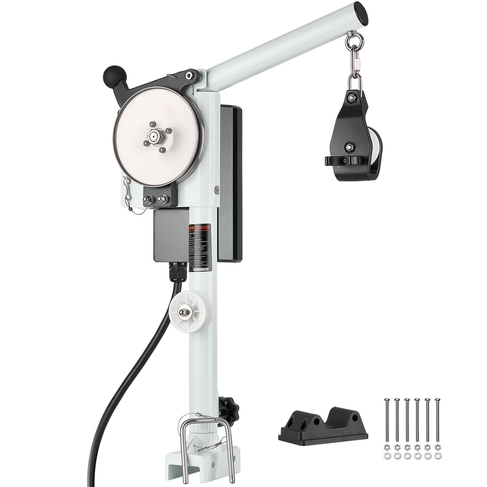 Front. VEVOR - Line Hauler Pot Puller, 12V DC 1200W, Line Hauler Winch Holds 198 lbs Lift Capacity, Line Speed of 115 ft/min - White;Black.