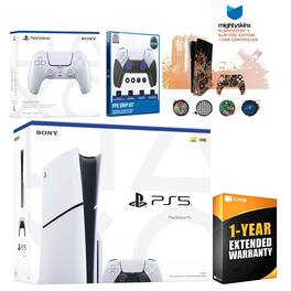 Playstation 5 Slim Disc with Extra Controller, FPS Grip Kit and MightySkins Decal Voucher + 1 Year - PlayStation 5