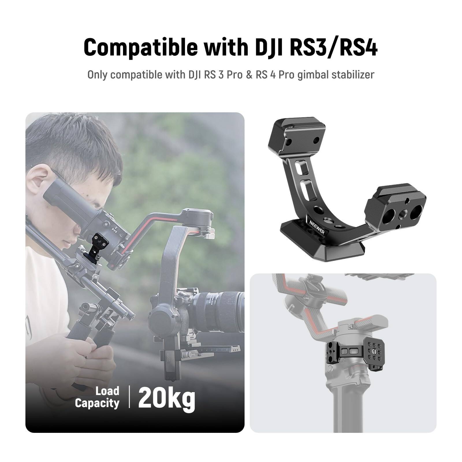 Compatible with DJI RS3/RS4  
Only compatible with DJI RS 3 Pro & RS 4 Pro gimbal stabilizer  

Load Capacity  
20kg