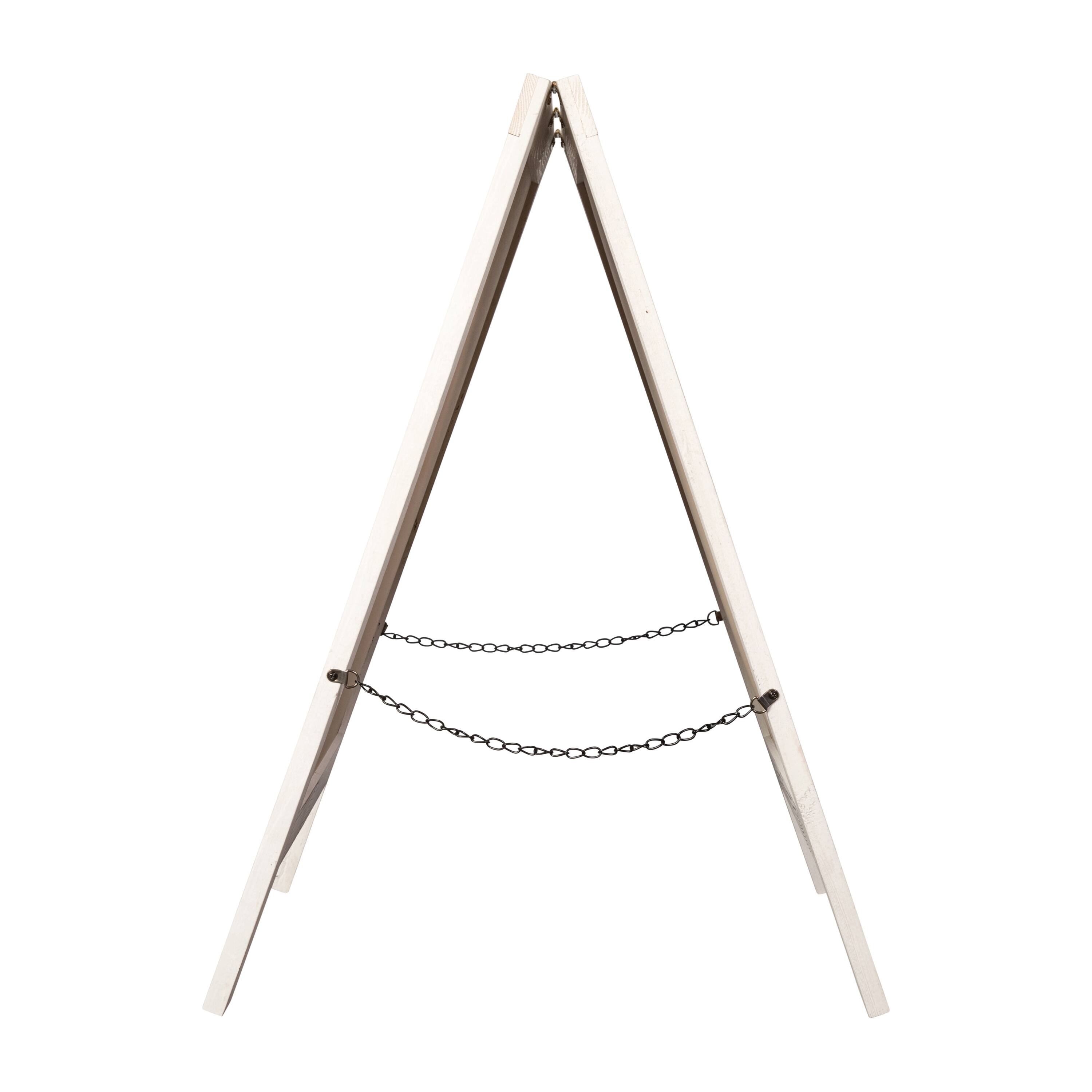 Alt View 7. Emma + Oliver - Rustic Double-Sided A-Frame Wooden Chalkboard with Magnetic Surface - White Wash.
