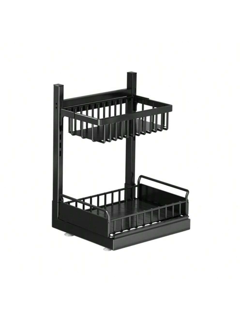 Left. GARVEE - Home Kitchen Carbon Steel Kitchen Sink Rack, Multifunctional Spice Storage Rack, Pull-Out Cabinet Spice Rack - Black.