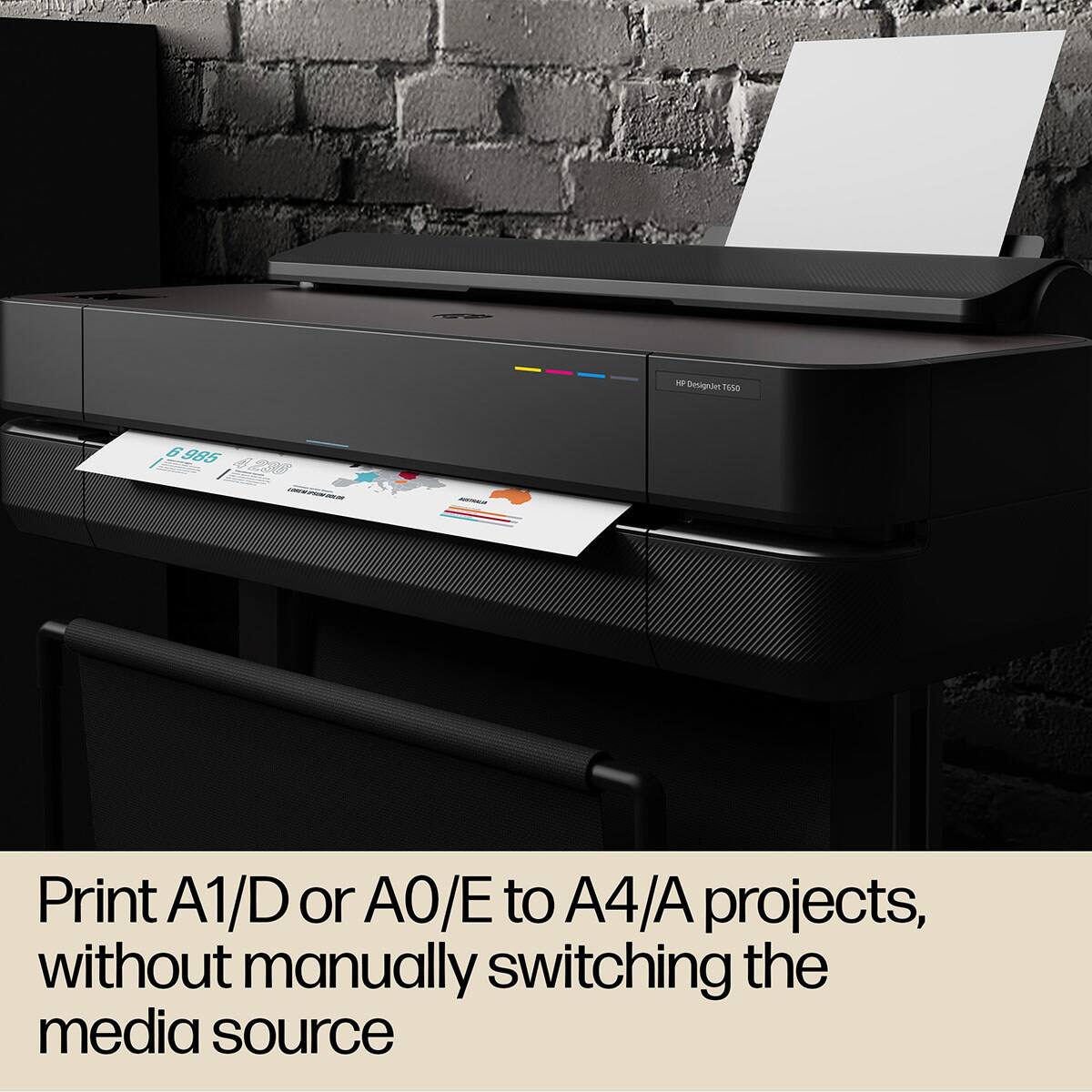 Print A1/D or A0/E to A4/A projects, without manually switching the media source